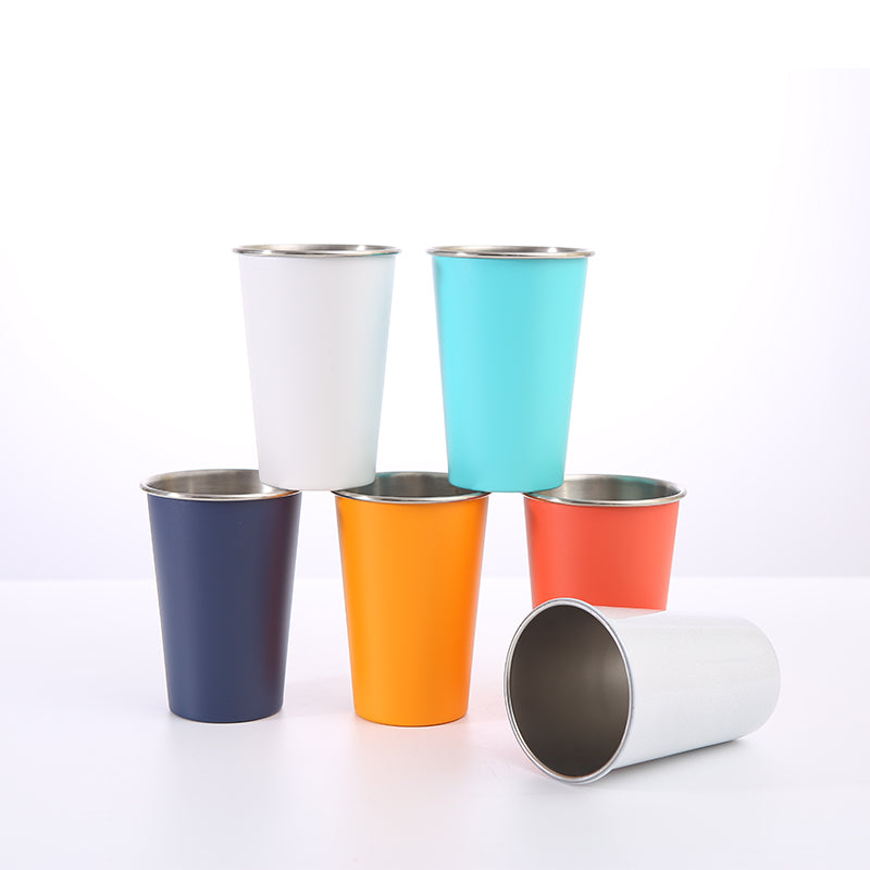 Single layer 304 stainless steel roll edge water cup 500ml beer cold drink cup, convenient accompanying cup, can be customized Logo.