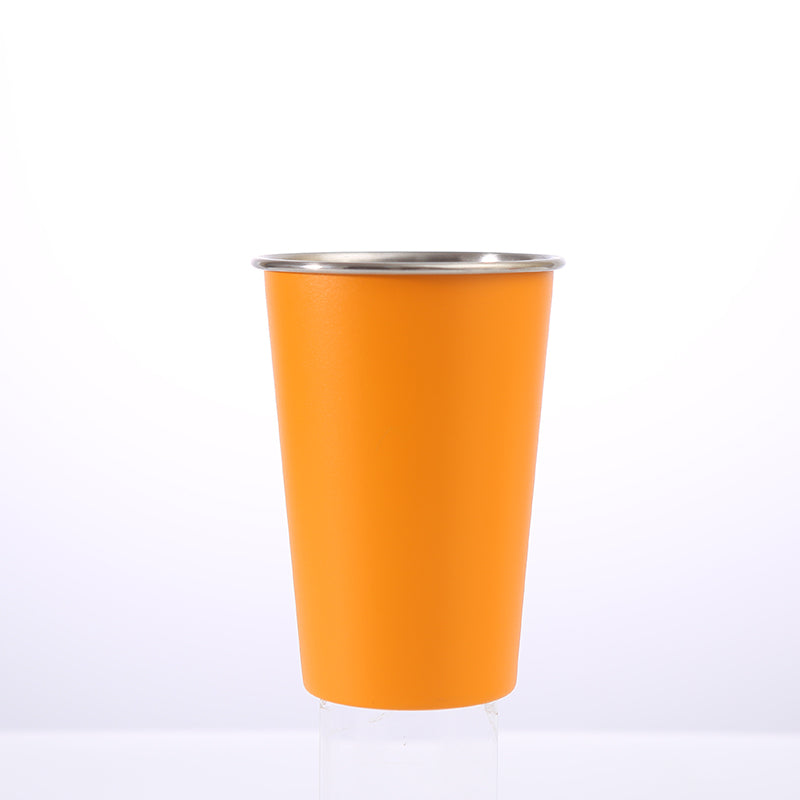 Single layer 304 stainless steel roll edge water cup 500ml beer cold drink cup, convenient accompanying cup, can be customized Logo.