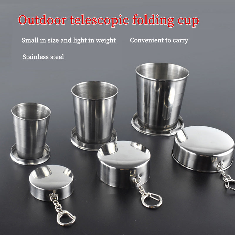 Outdoor creative folding cup，stainless steel expansion cup,outdoor travel toiletry cup compression cup.