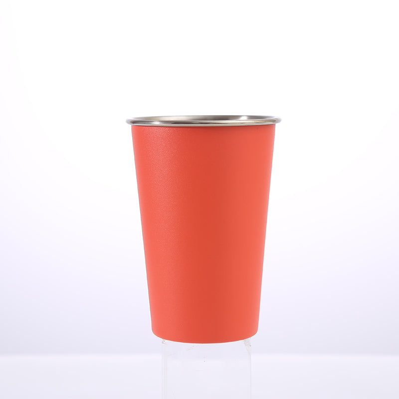 Single layer 304 stainless steel roll edge water cup 500ml beer cold drink cup, convenient accompanying cup, can be customized Logo.