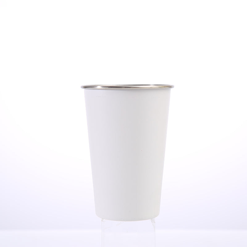 Single layer 304 stainless steel roll edge water cup 500ml beer cold drink cup, convenient accompanying cup, can be customized Logo.