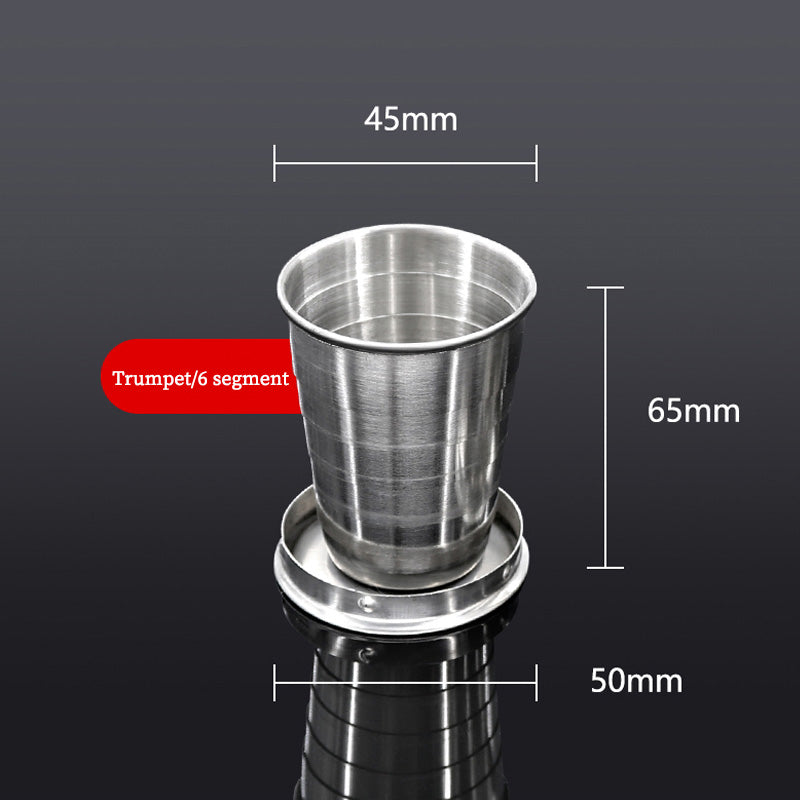 Outdoor creative folding cup，stainless steel expansion cup,outdoor travel toiletry cup compression cup.