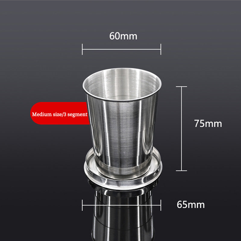 Outdoor creative folding cup，stainless steel expansion cup,outdoor travel toiletry cup compression cup.