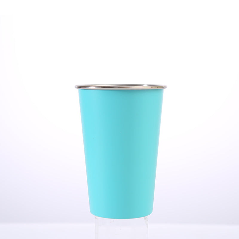 Single layer 304 stainless steel roll edge water cup 500ml beer cold drink cup, convenient accompanying cup, can be customized Logo.