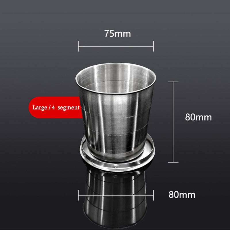 Outdoor creative folding cup，stainless steel expansion cup,outdoor travel toiletry cup compression cup.