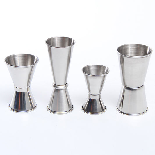 Rolled edge stainless steel double head measuring device,bar measure , mixing measuring cup, ounce cup, bar anes measuring cup.