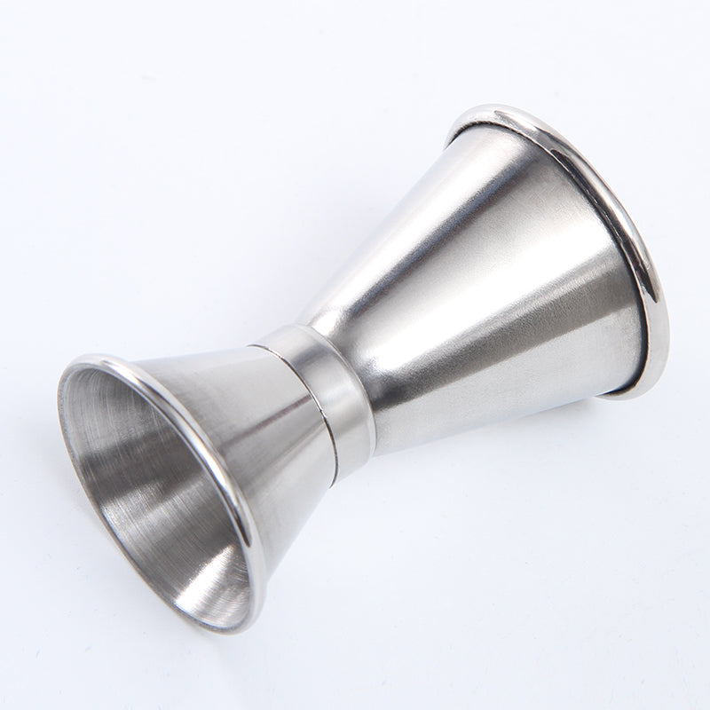 Rolled edge stainless steel double head measuring device,bar measure , mixing measuring cup, ounce cup, bar anes measuring cup.