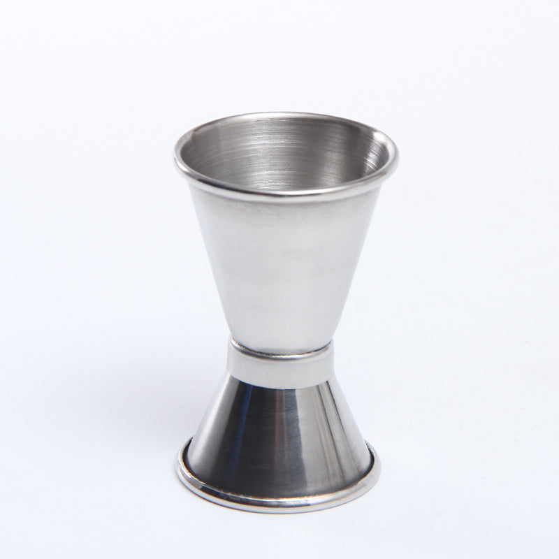 Rolled edge stainless steel double head measuring device,bar measure , mixing measuring cup, ounce cup, bar anes measuring cup.