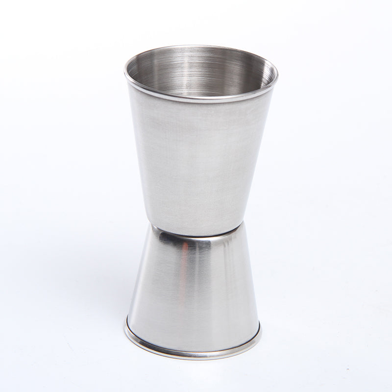 Rolled edge stainless steel double head measuring device,bar measure , mixing measuring cup, ounce cup, bar anes measuring cup.