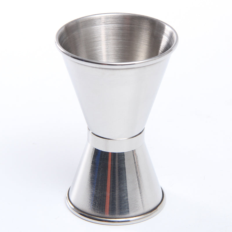 Rolled edge stainless steel double head measuring device,bar measure , mixing measuring cup, ounce cup, bar anes measuring cup.